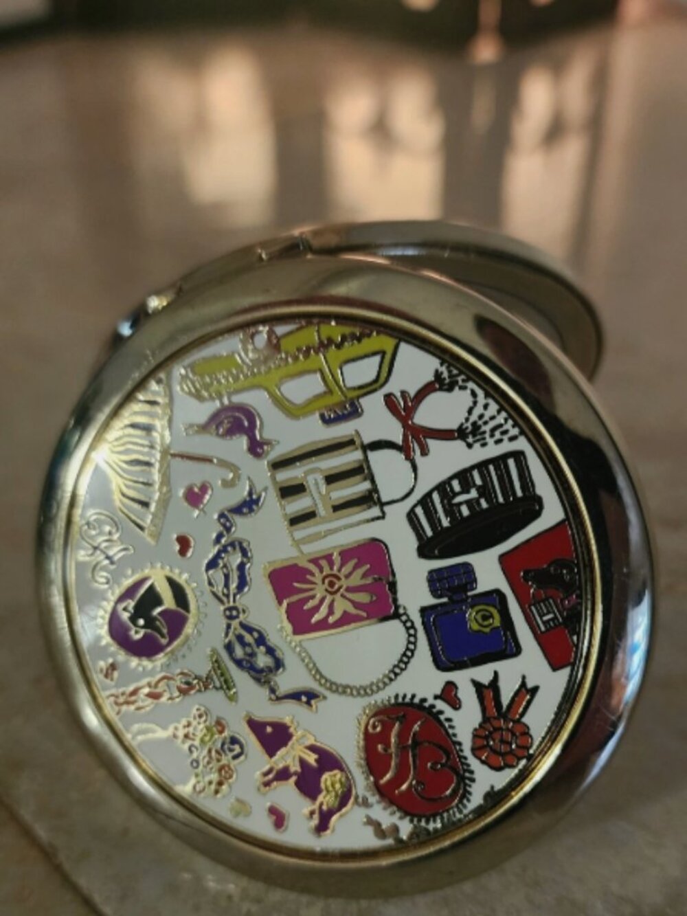 Vintage Henri Bendel New York Enamel Compact Mirror